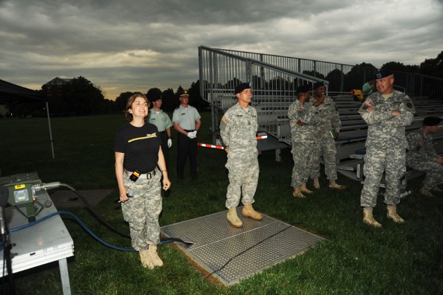 Soldiers rehearse for start of Twilight Tattoo on May 5