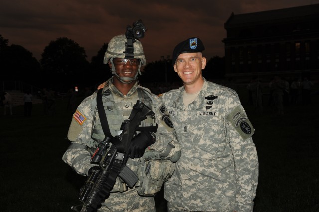 Soldiers rehearse for start of Twilight Tattoo on May 5