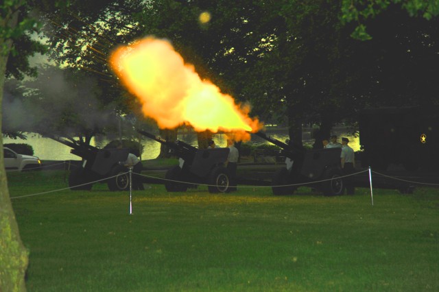 Soldiers rehearse for start of Twilight Tattoo on May 5