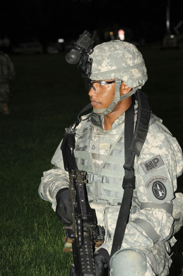 Soldiers rehearse for start of Twilight Tattoo on May 5
