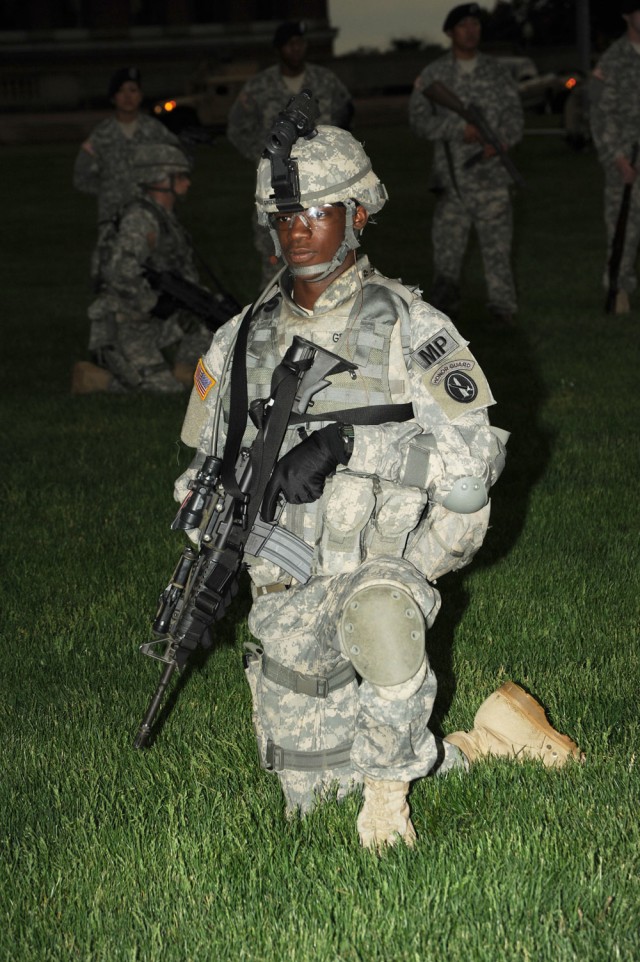 Soldiers rehearse for start of Twilight Tattoo on May 5