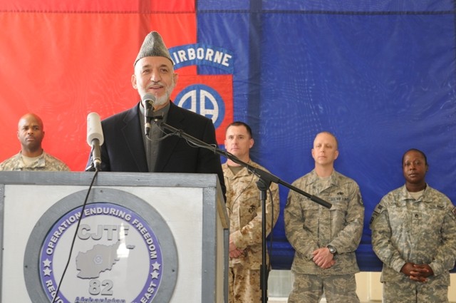 President of Afghanistan visits Afghan and Coalition Forces on BAF