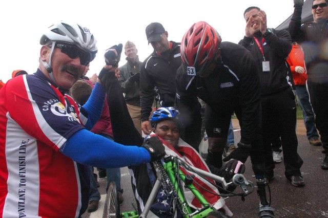 Cycling finish line cheers