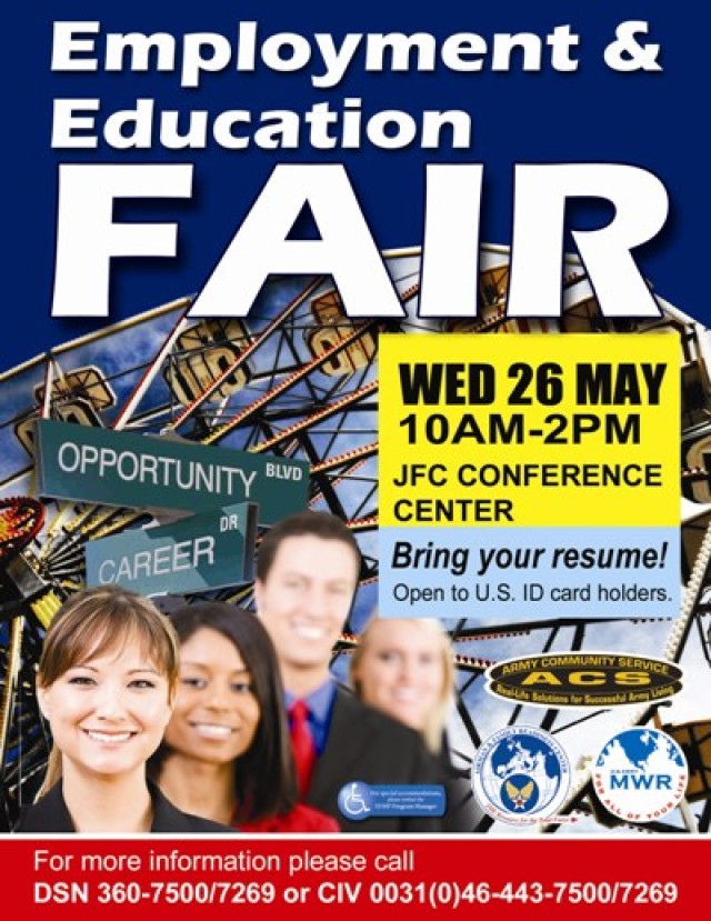 Jobs: Employment &amp; Education Fair at JFC Brunssum Conference Center May 26