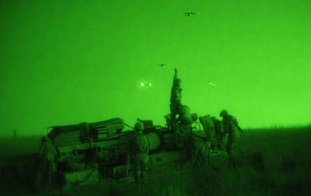 Airborne artillery light up the night at JFEX