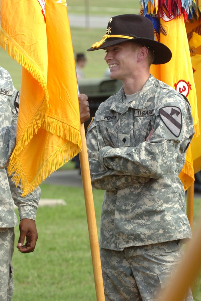 FORT HOOD, Texas-Spc. Edsel Ford, 6th Squadron, 9th Cavalry Regiment, 3rd Brigade Combat Team, 1st Cavalry Division, from Lake Jackson, Texas, spends time with his fellow Soldiers during the 1st Cav. Div. "Stable Call", May 21, at the 1st Cav....