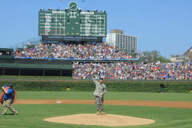 Director of Army Staff throws out first pitch