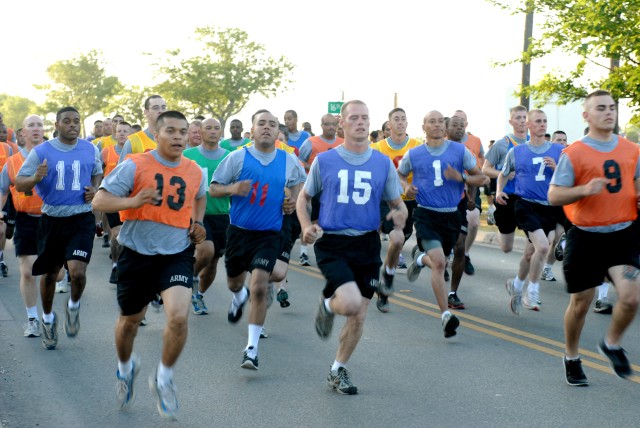 FORT HOOD, Texas -- Participants of the 41st Fires Brigade's  "Best by Test" complete a two-mile run  during the physical fitness portion of the competition, June 17. Soldiers from around the brigade competed in the competition to identify the best i...