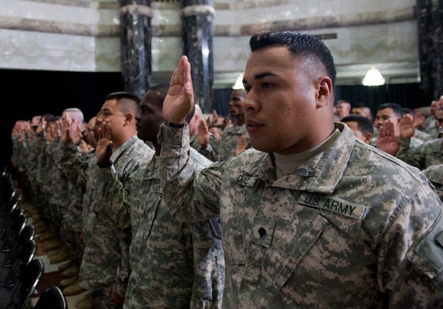 U.S. service members become American citizens during Fourth of July ceremony in Iraq