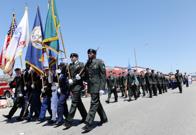 Monterey military march in Seaside Independence Day parade