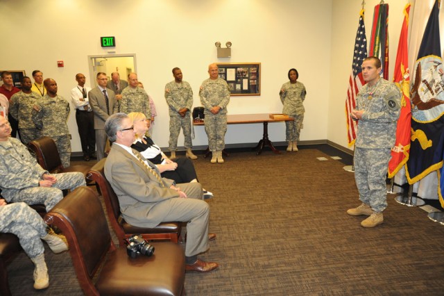 Maj. Jonathan Graebener receives farewell award Story by Adrienne M. Combs, Deputy Public Affairs Officer