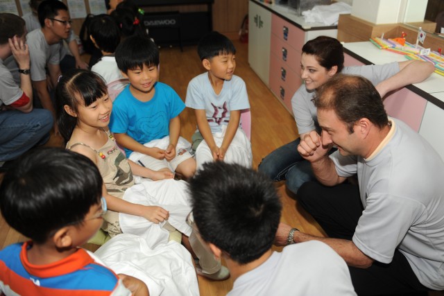 American Soldiers teach English at rural elementary school in Korea