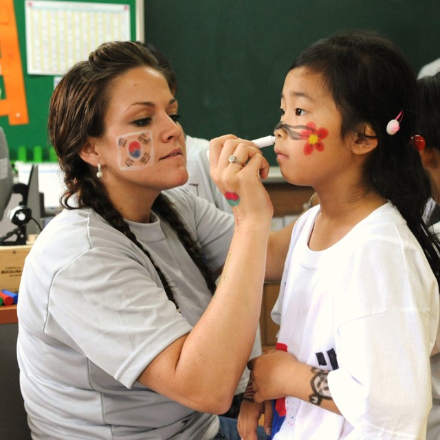 American Soldiers teach English at rural elementary school in Korea