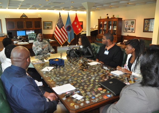 Engineering interns meet with Gen. Ward