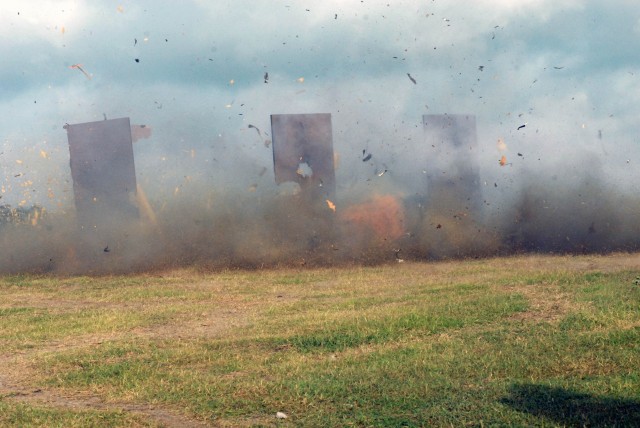 FORT HOOD, Texas - The "Sapper's", assigned to Company C, 1st Brigade Special Troops Battalion, 1st Brigade Combat Team, 1st Cavalry Division, tested three different explosive breaching techniques on these doors during the field training exercise...