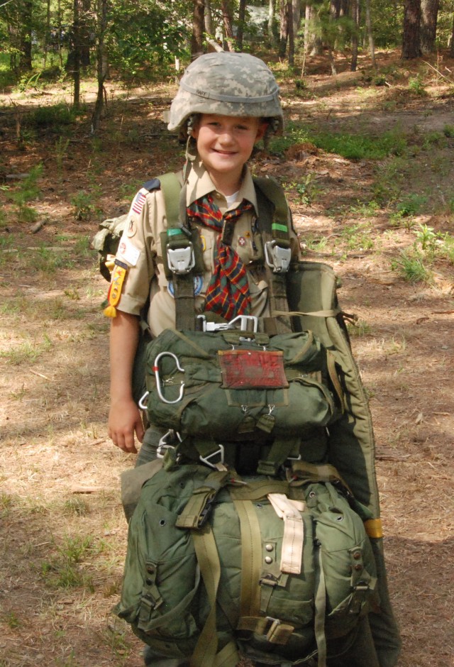 Boy Scout at parachute station