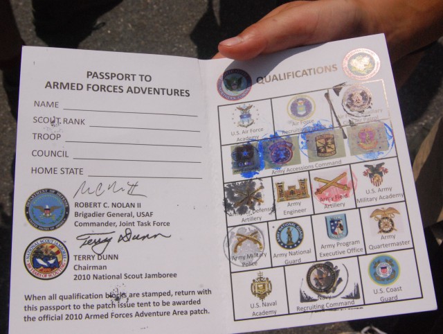 Armed Forces Adventure Area passport