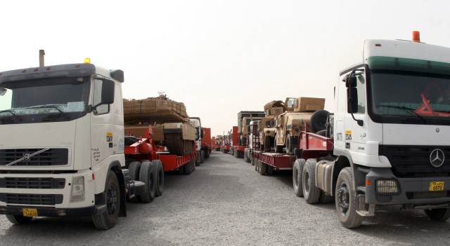Armored vehicle convoy at Shuaiba Port, Kuwait