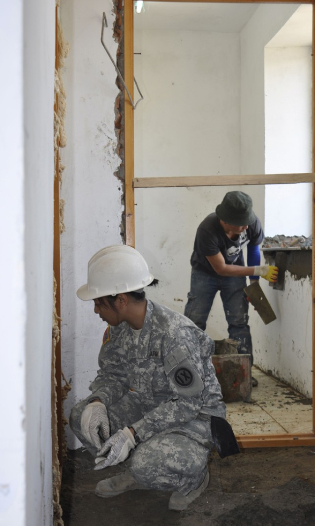 USARPAC Reservists labor to build bath house