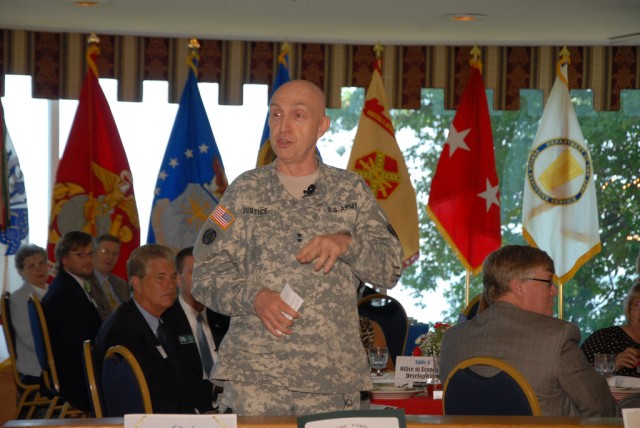 Major Gen. Nick Justice speaks at Top of the Bay