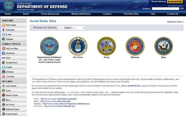 DoD Social Media Sites Registry