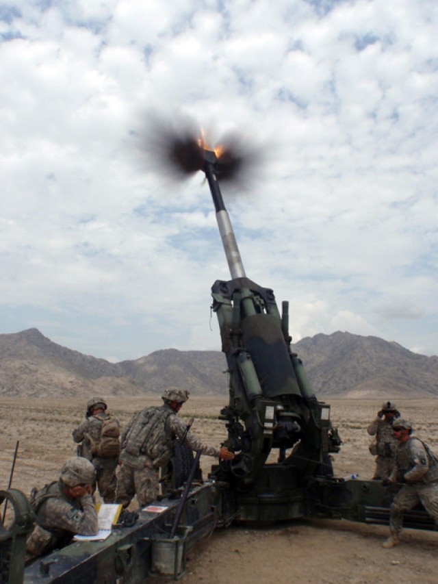 Artillerymen blast insurgents in support of TF Iron Grey