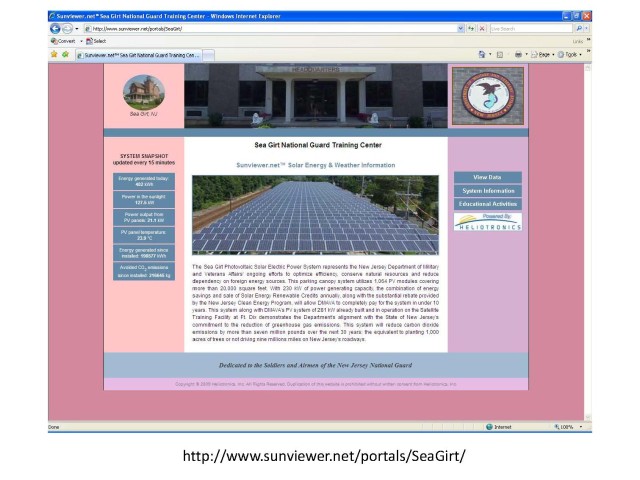 Screen shot of the Sunviewer website 