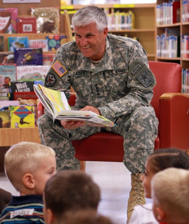 Chief reads to children