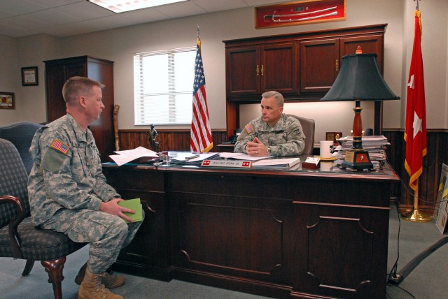Maj. Gen. William Monk III conducts oral history