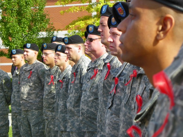 Soldiers March and Give Blood