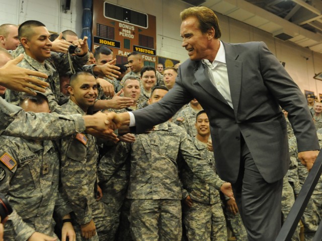 Schwarzenegger to troops: &#039;You are the true action heroes&#039;