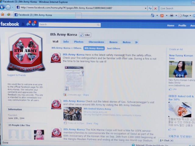 Eighth Army establishes Facebook, Twitter pages