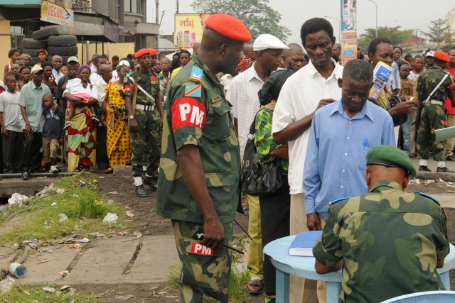 Lining up for medical assistance in Kinshasa