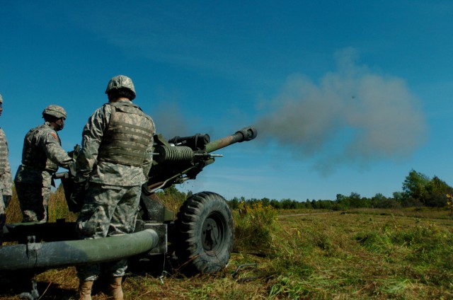 1st Battalion 258th Field Artillery Fires New Guns 