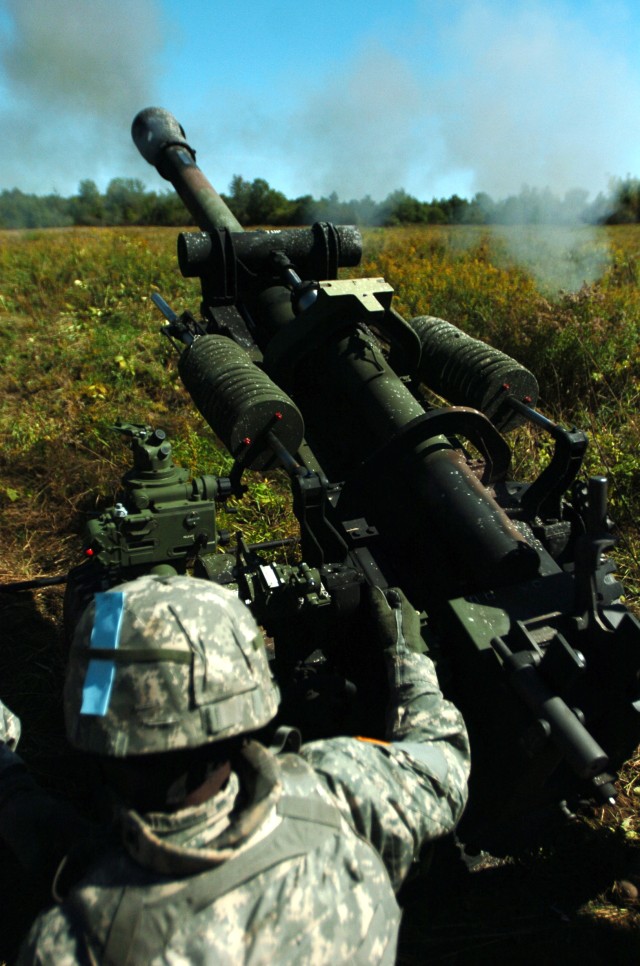 1st Battalion 258th Field Artillery Fires New Guns