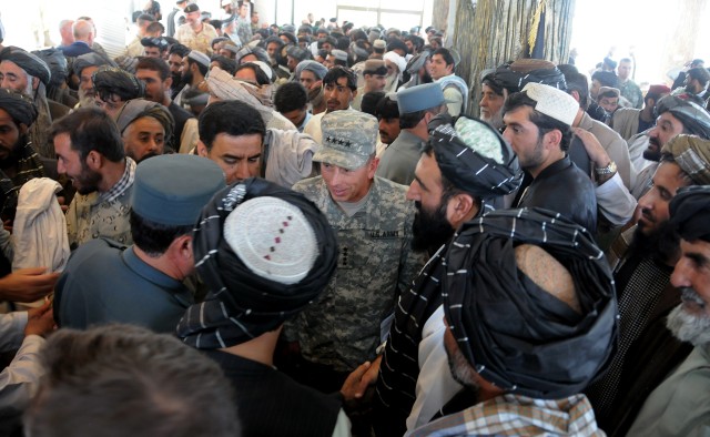 Gen. David H. Petraeus attends shura with Karzai