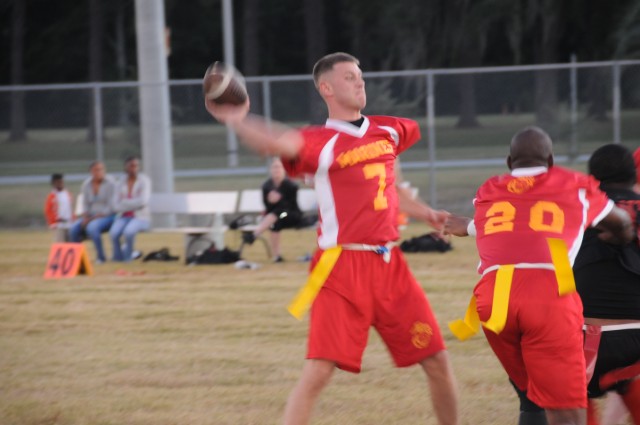 Marines Defeat Firefighters in Hunter Football