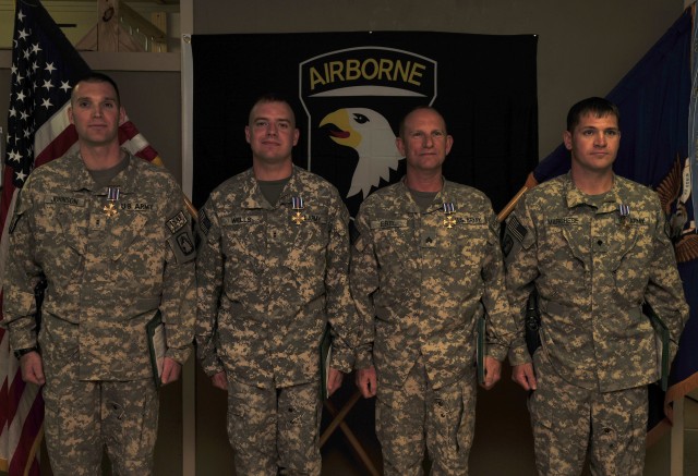 Task Force Destiny Soldiers receive the Distinguished Flying Cross
