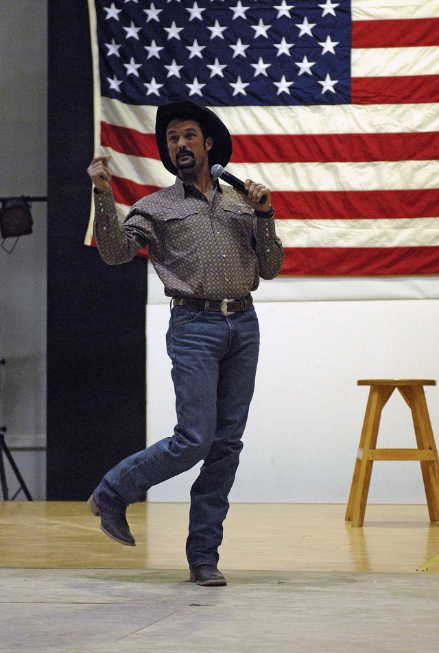 CONTINGENCY OPERATING SITE MAREZ, Iraq- James Gleason, the "Cowboy Comedian" from Lexington, Ky., is on his eighth overseas comedy tour with the Comics Ready to Entertain Tour. Gleason performed a stand-up show for Soldiers assigned to the 4th...