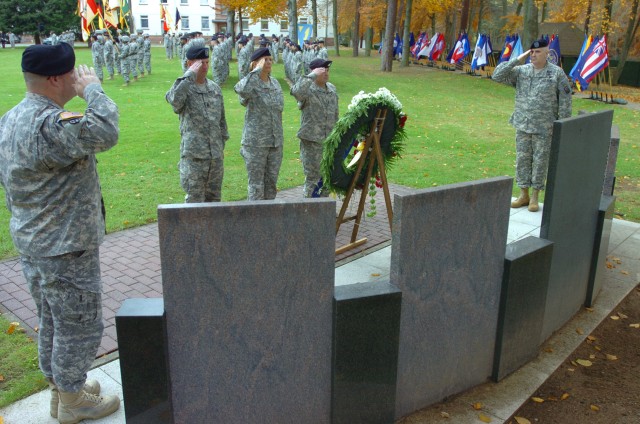 Sgt. Major of the Army speaks at 21st TSC wreath laying, retreat ceremony 