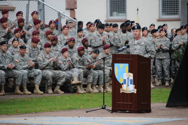 Sgt. Major of the Army speaks at 21st TSC wreath laying, retreat ceremony 