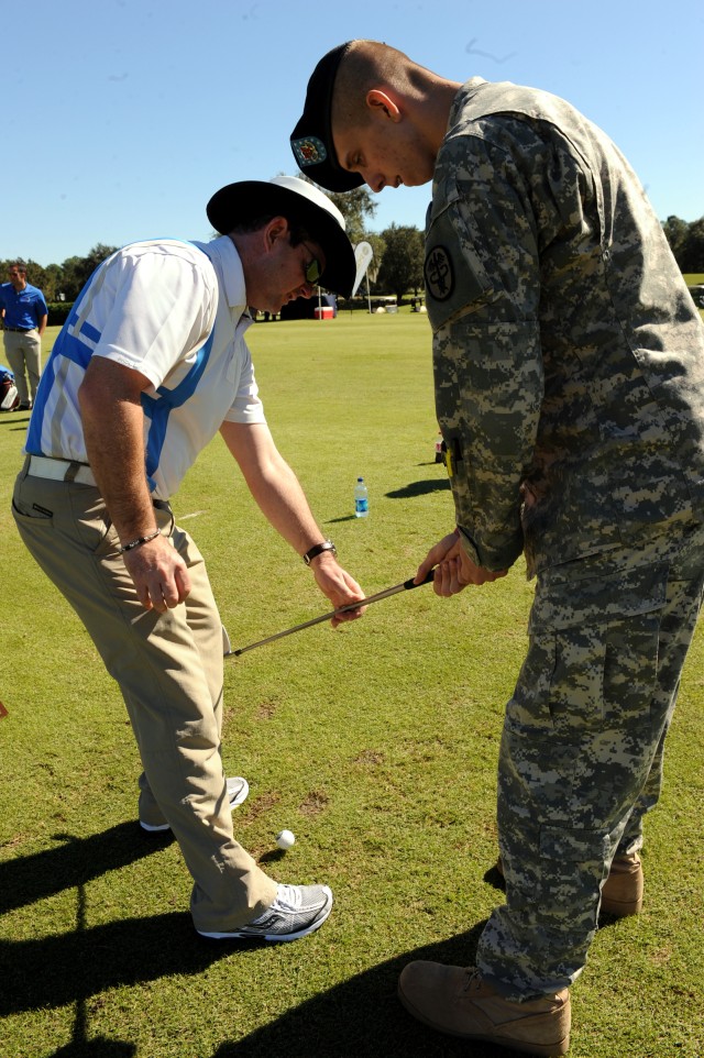 PGA Tour pros salute Warrior Transition Unit Soldiers at golf clinic