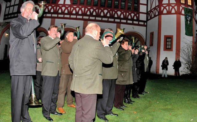 Traditional German ceremony knights new hunters