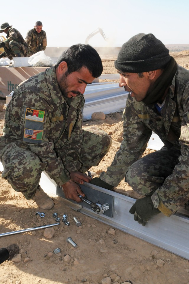 Afghan engineer soldiers build patrol base, relationships