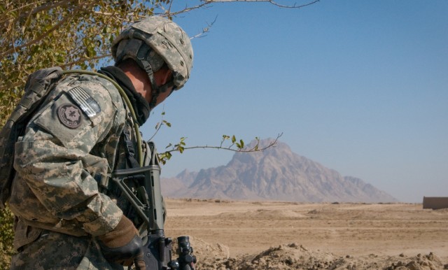 U.S. Soldier scans for threats