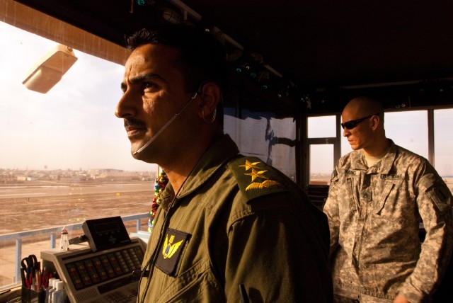 Iraqi air traffic controller takes skills test