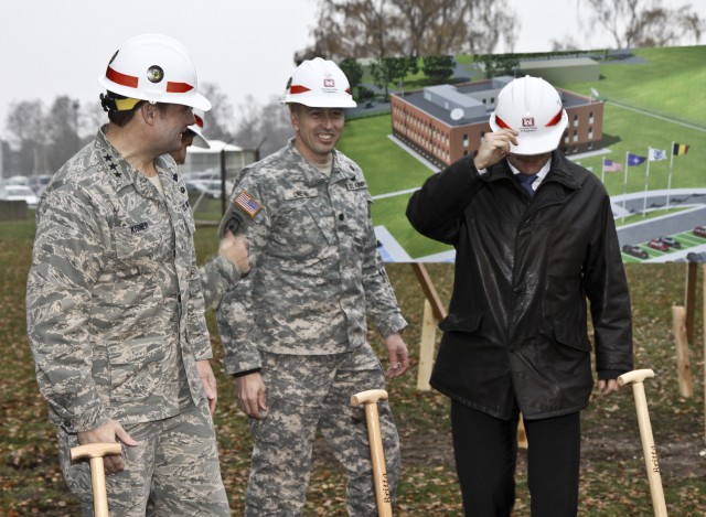 USAF and USACE officers break ground for new LEED building at SHAPE