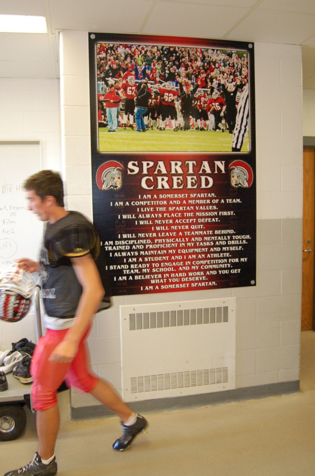 High School Locker Room Displays Army Values