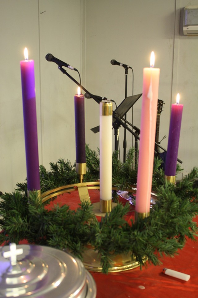 CONTINGENCY OPERATING SITE MAREZ, Iraq- One candle of the Advent Wreath is lit each Sunday in the four weeks leading up to Christmas.  The Christ Candle is placed in the middle and is not lit until Christmas Day.  Soldiers assigned to the 4th Advise ...