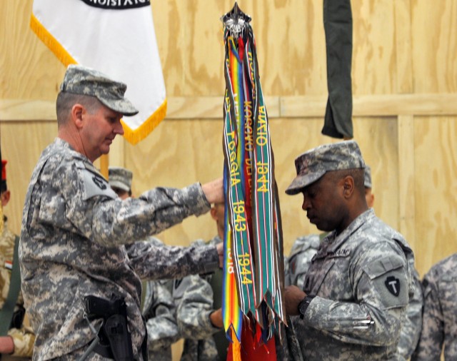 Unfurling the 36th Infantry Division colors